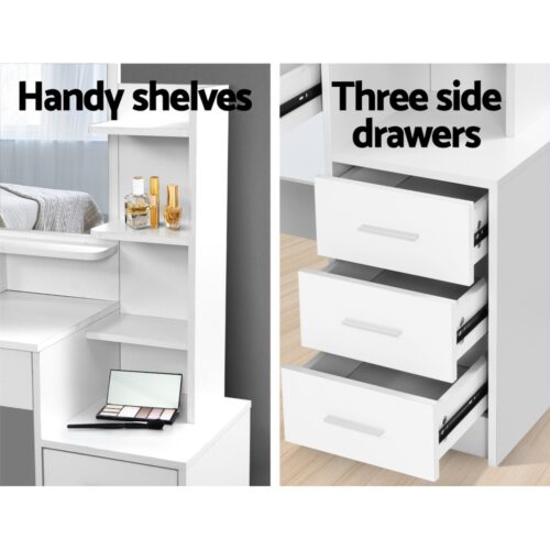 Artiss Dressing Table Stool Set 4 Drawers White - Image 6