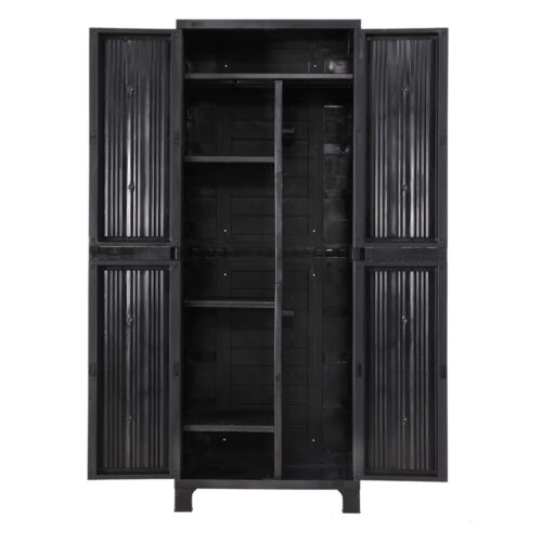 Gardeon Outdoor Storage Cabinet Box 173cm Lockable Cupboard Sheds Garage Adjustable Black - Image 3