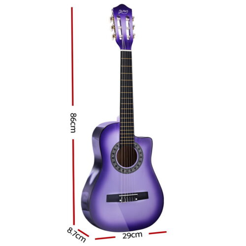 Alpha 34 Inch Classical Guitar Wooden Body Nylon String Beginner Kids Gift Purple - Image 2