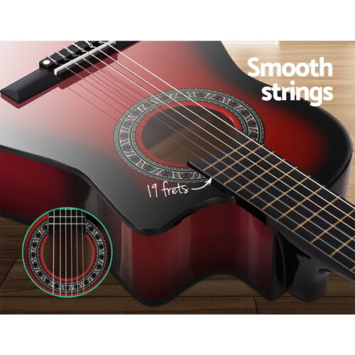 Alpha 34 Inch Classical Guitar Wooden Body Nylon String Beginner Kids Gift Red - Image 4