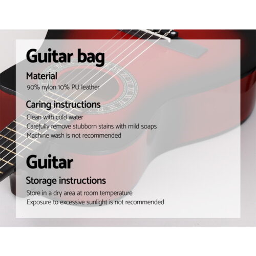 Alpha 34 Inch Classical Guitar Wooden Body Nylon String Beginner Kids Gift Red - Image 6