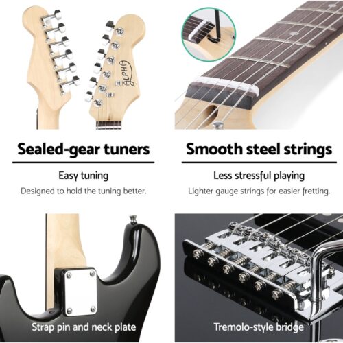 Alpha 41 Inch Electirc Guitar Humbucker Pickup Switch Full Size Black - Image 4