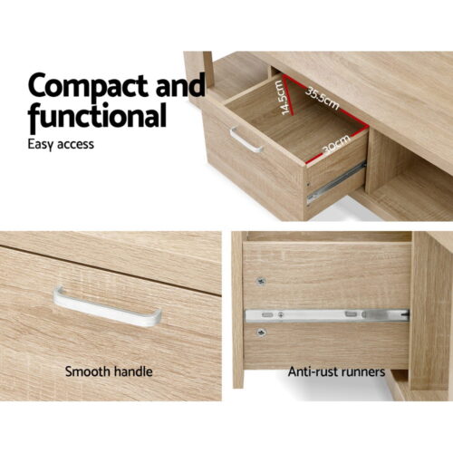 Artiss Coffee Table 1 Drawer Oak Maxi - Image 6