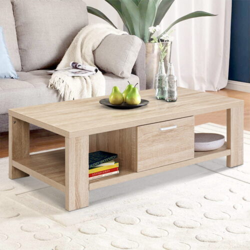 Artiss Coffee Table 1 Drawer Oak Maxi - Image 7