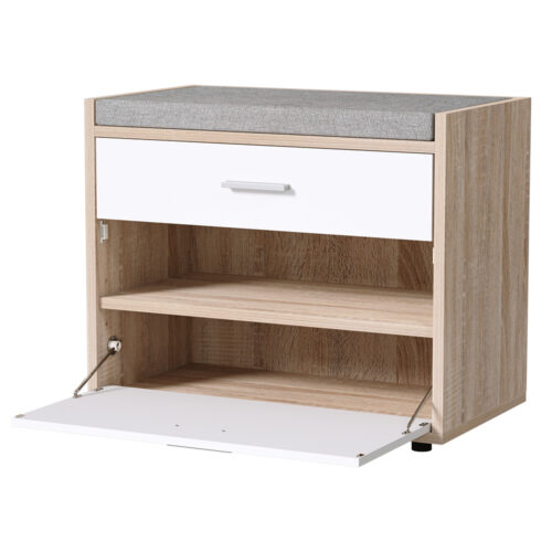 Artiss Shoe Rack Cabinet Bench 8 Pairs White Niva - Image 2