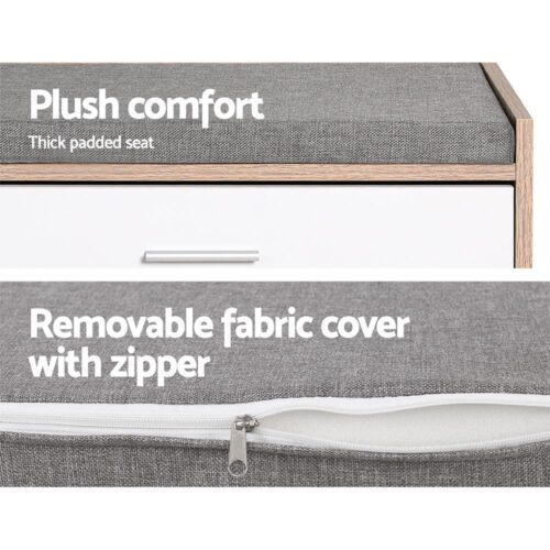 Artiss Shoe Rack Cabinet Bench 8 Pairs White Niva - Image 7