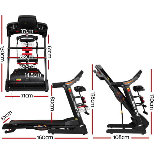 Everfit Treadmill Electric Home Gym Fitness Exercise Machine w/ Massager 480mm - Image 3