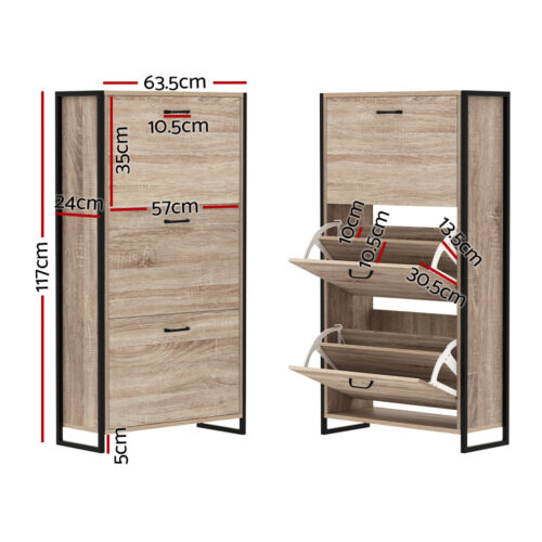 Artiss Shoe Rack Cabinet Adjustable Shelves 24 Pairs Tim - Image 4