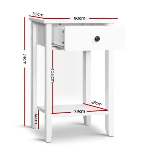 Artiss Bedside Table 1 Drawer with Shelf - BOWIE White - Image 4