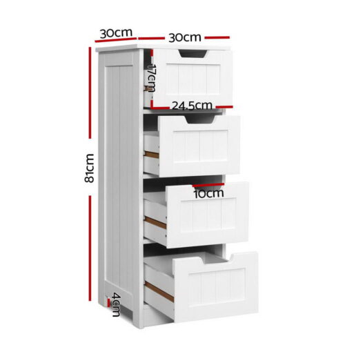 Artiss 4 Chest of Drawers - LEESA White - Image 4