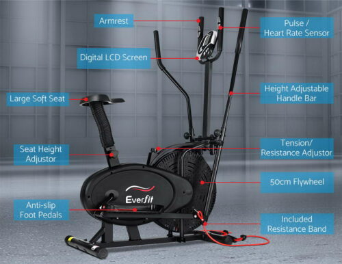 Everfit Exercise Bike 5 in 1 Elliptical Cross Trainer Home Gym Indoor Cardio - Image 5