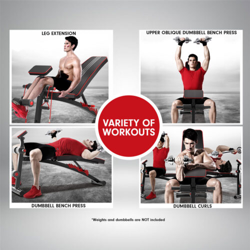 Powertrain Adjustable FID Home Gym Bench with Preacher Curl Pad - Image 5