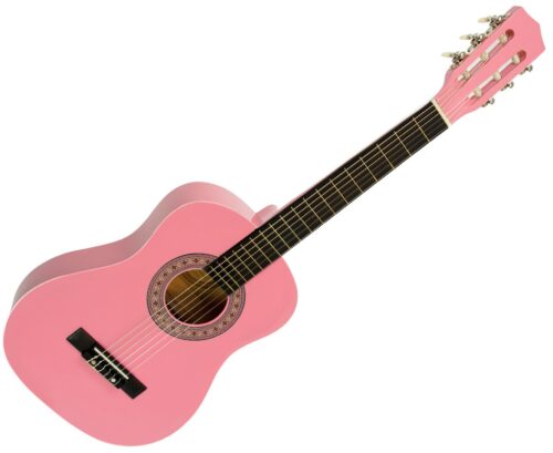 Karrera 34in Acoustic Childrens Wooden Guitar  Pink