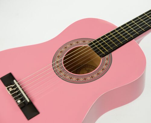 Karrera 34in Acoustic Childrens Wooden Guitar  Pink - Image 5