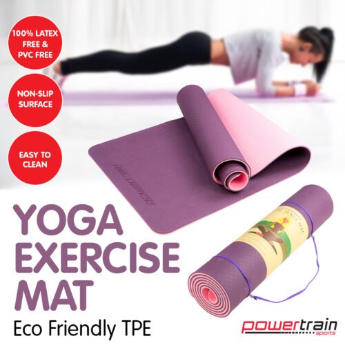 Powertrain TPE Pilates Exercise Yoga Mat 8mm  Dark Purple - Image 5