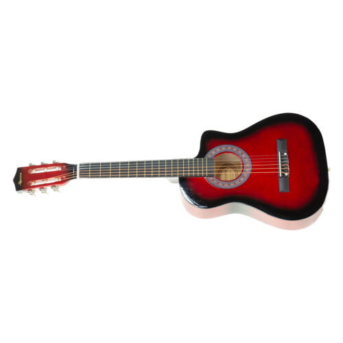 Karrera 38in Pro Cutaway Acoustic Guitar with Carry Bag  Red Burst - Image 3