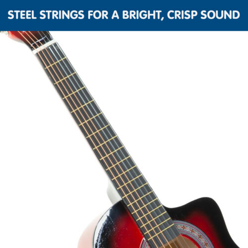 Karrera 38in Pro Cutaway Acoustic Guitar with Carry Bag  Red Burst - Image 4