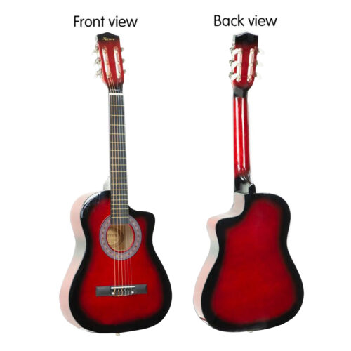 Karrera 38in Pro Cutaway Acoustic Guitar with Carry Bag  Red Burst - Image 5
