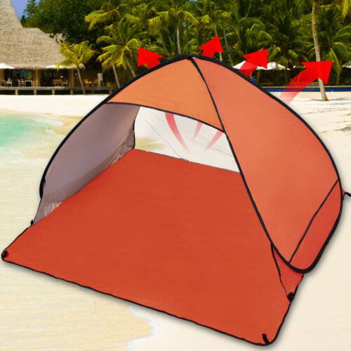 Pop Up Portable Beach Tent Sun Shade Shelter Orange - Image 2