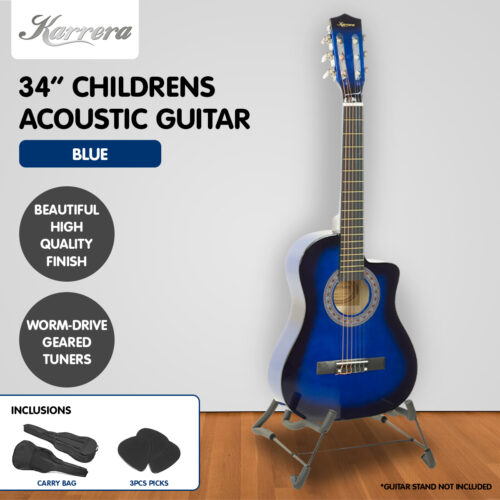 Karrera Childrens 34in Acoustic Guitar Kids  Blue - Image 7
