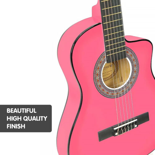 Karrera Childrens 34in Acoustic Guitar Kids  Pink - Image 4