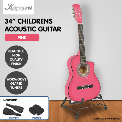Karrera Childrens 34in Acoustic Guitar Kids  Pink - Image 7