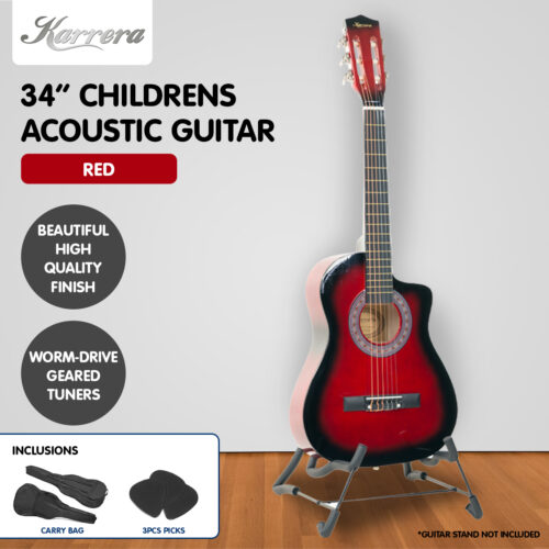 Karrera Childrens 34in Acoustic Guitar Kids  Red - Image 7
