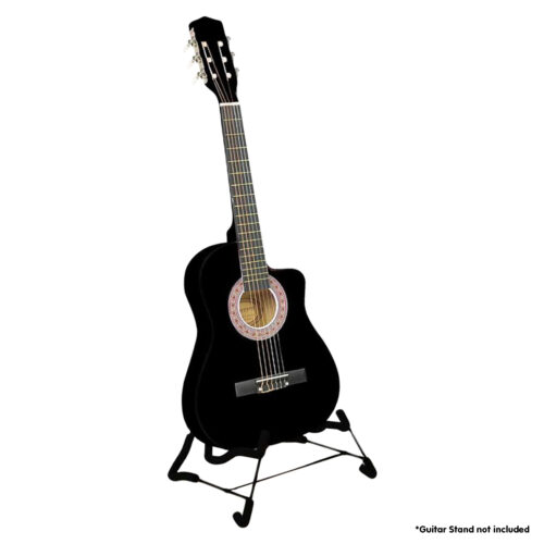 Karrera 38in Cutaway Acoustic Guitar with Carry Bag  Black - Image 3