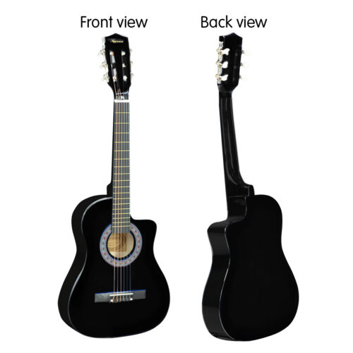 Karrera 38in Cutaway Acoustic Guitar with Carry Bag  Black - Image 8