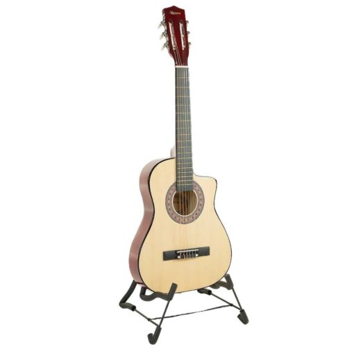 Karrera 38in Cutaway Acoustic Guitar with Carry Bag  Natural - Image 2
