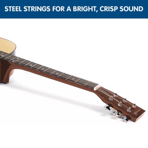 Karrera 38in Cutaway Acoustic Guitar with Carry Bag  Natural - Image 5