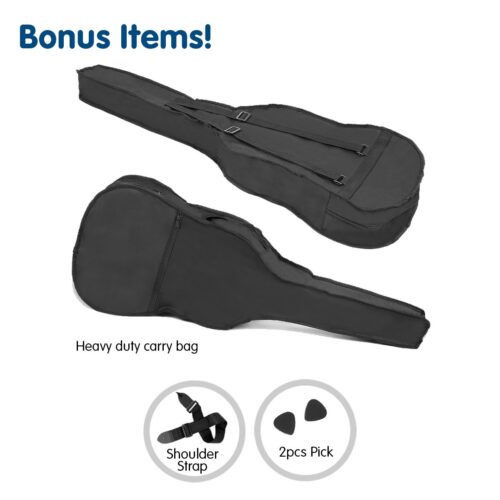 Karrera 38in Cutaway Acoustic Guitar with Carry Bag  Natural - Image 6