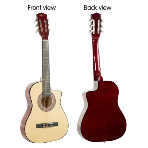 Karrera 38in Cutaway Acoustic Guitar with Carry Bag  Natural - Image 7