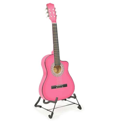 Karrera 38in Cutaway Acoustic Guitar with Carry Bag  Pink - Image 2