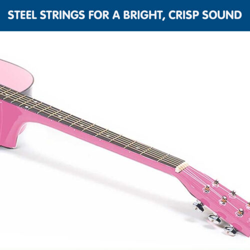 Karrera 38in Cutaway Acoustic Guitar with Carry Bag  Pink - Image 5