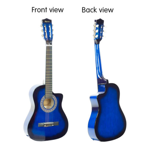 Karrera 38in Pro Cutaway Acoustic Guitar with Bag Strings  Blue Burst - Image 5