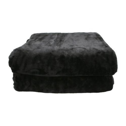 Laura Hill 600GSM Faux Mink Blanket Double Sided Queen Size  Black - Image 4