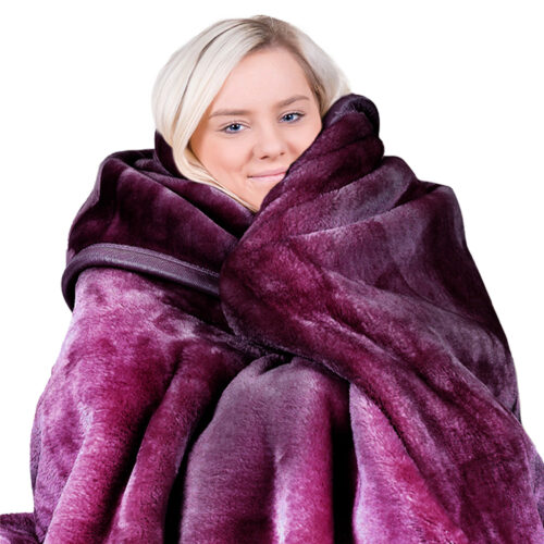 Laura Hill 600GSM Large Double Sided Faux Mink Blanket  Purple