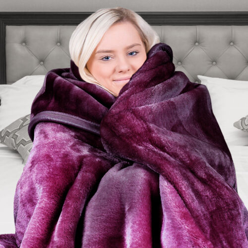 Laura Hill 600GSM Large Double Sided Faux Mink Blanket  Purple - Image 8