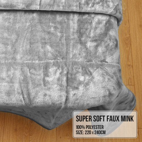 Laura Hill 600GSM Faux Mink Blanket Double Sided Queen Size  Silver - Image 5