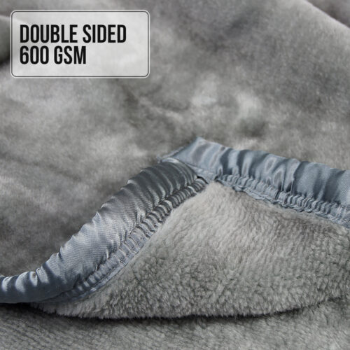 Laura Hill 600GSM Faux Mink Blanket Double Sided Queen Size  Silver - Image 6
