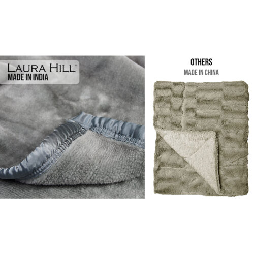 Laura Hill 600GSM Faux Mink Blanket Double Sided Queen Size  Silver - Image 7