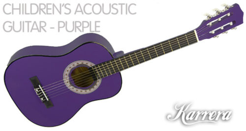 Karrera 34in Acoustic Childrens Wooden Guitar  Purple - Image 3