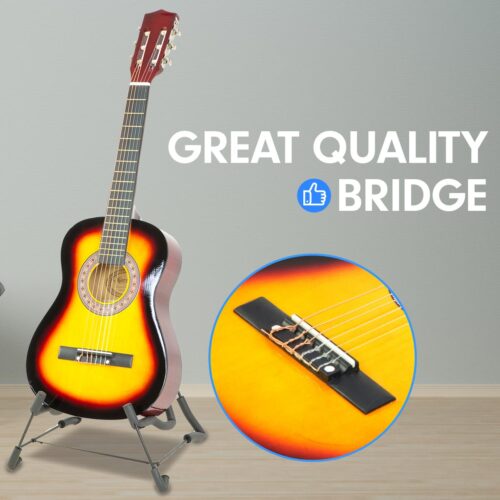 Karrera 34in Acoustic Childrens Wooden Guitar  Sunburst - Image 5