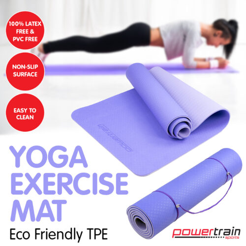 Powertrain TPE Pilates Exercise Yoga Mat 8mm  Light Purple - Image 3