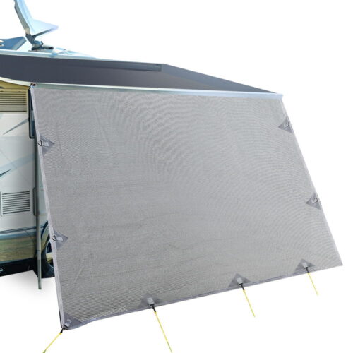 Caravan Privacy Screen Roll Out Awning 3.4x1.95M End Wall Side Sun Shade Grey - Image 2