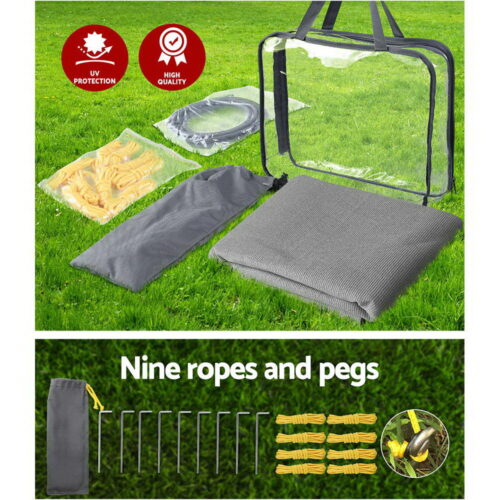 Caravan Privacy Screen Roll Out Awning 4.9x1.95M End Wall Side Sun Shade Grey - Image 7