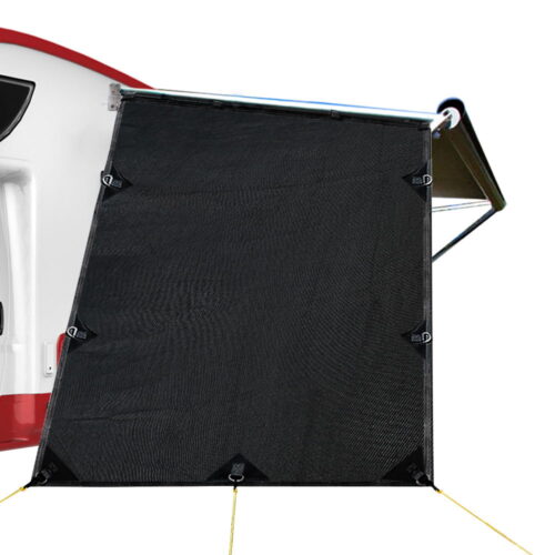Caravan Privacy Screen Roll Out Awning 1.95x2.2M Sun Shade End Wall Side Black - Image 2