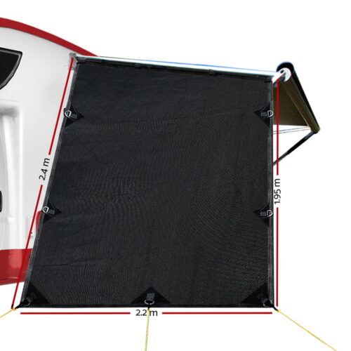 Caravan Privacy Screen Roll Out Awning 1.95x2.2M Sun Shade End Wall Side Black - Image 4