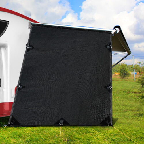 Caravan Privacy Screen Roll Out Awning 1.95x2.2M Sun Shade End Wall Side Black - Image 8